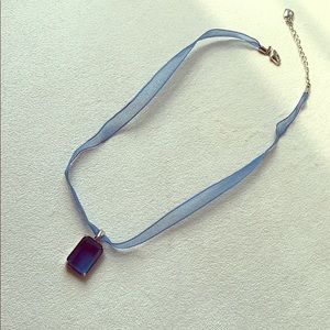Ralph Lauren Vintage Blue Ribbon Necklace